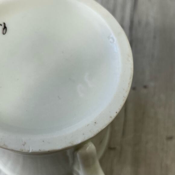 Vintage White Pink Floral Accent Gold Trim Shaving Mug Cup Decor - Picture 7 of 9